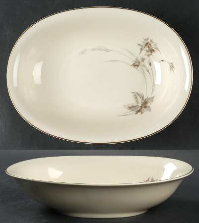 Sepia (Ivory, Gold Trim) 10" Oval Vegetable Bowl