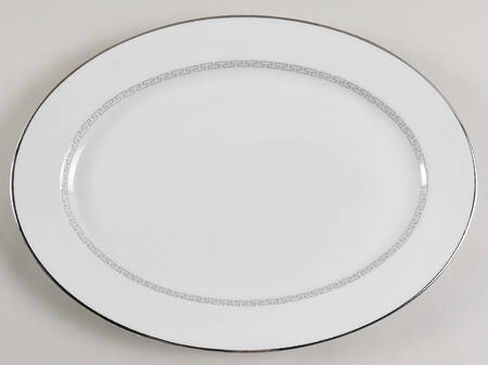 Silver Key Greek Key 13" Oval Serving Platter