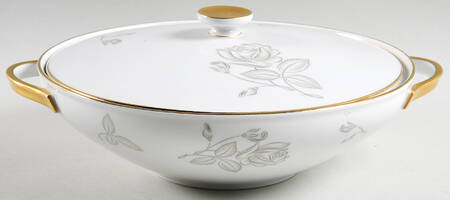 Silver Rose Round Covered Vegetable