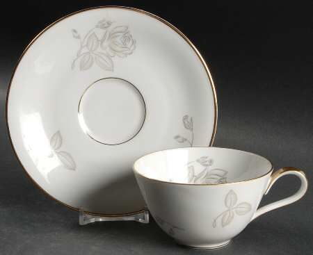 Silver Rose Flat Cup & Saucer Set