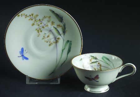 Sommer (Coupe, Smooth, Gold Trim) Footed Demitasse Cup & Saucer Set