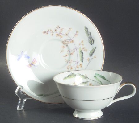 Sommer (Coupe, Smooth, Gold Trim) Footed Cup & Saucer Set