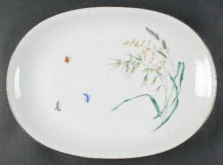Sommer (Coupe, Smooth, Gold Trim) 16" Oval Serving Platter