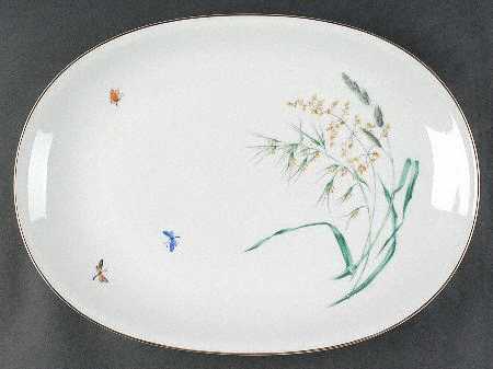 Sommer (Coupe, Smooth, Gold Trim) 15" Oval Serving Platter