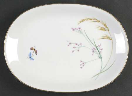 Sommer (Coupe, Smooth, Gold Trim) 11" Oval Serving Platter