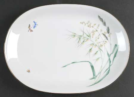 Sommer (Coupe, Smooth, Gold Trim) 13" Oval Serving Platter