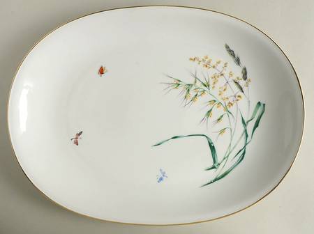 Sommer (Coupe, Smooth, Gold Trim) 16" Oval Serving Platter