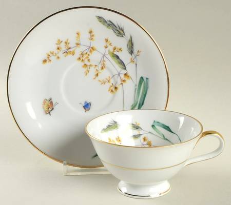 Sommer (Coupe, Smooth, Gold Trim) Footed Cup & Saucer Set