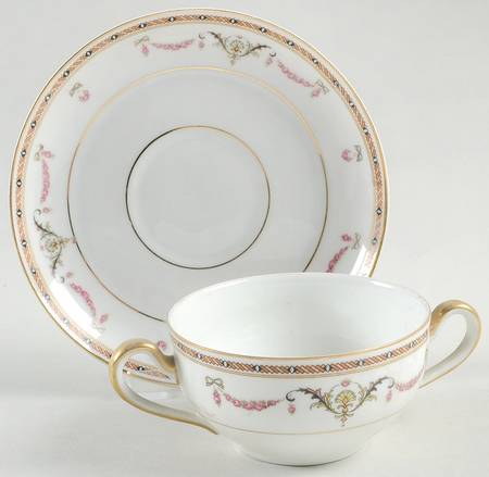 St Germaine (White Body) Flat Bouillon Cup & Saucer