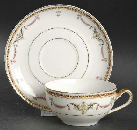 St Germaine (White Body) Flat Cup & Saucer Set