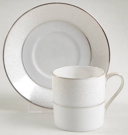 White Lace Flat Demitasse Cup & Saucer Set