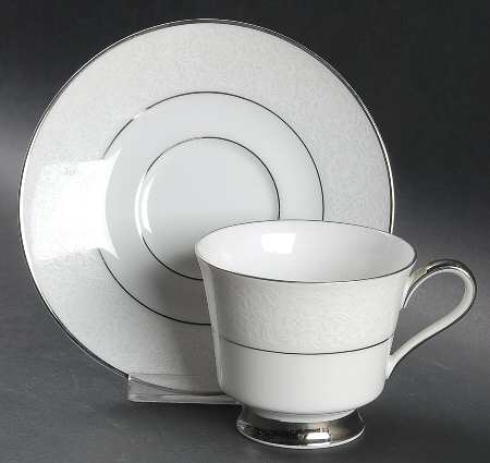 White Lace Footed Cup & Saucer Set