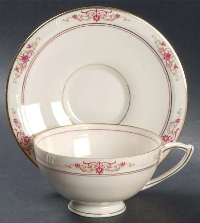 Garnet Footed Cup & Saucer Set