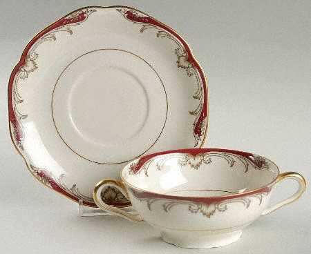 Prague Footed Cream Soup Bowl & Saucer Set