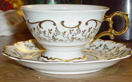 Baroque Style Footed Cup & Saucer Set