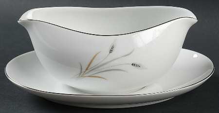Golden Grain Gravy Boat with Attached Underplate