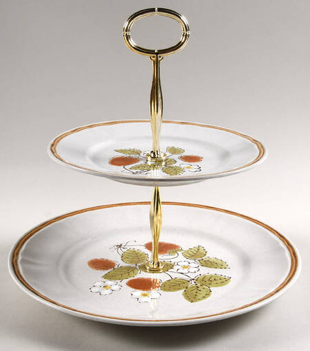 Berries 'N Cream 6 5/8"-10"  2 Tiered Serving Tray (Dp, Sp) HC