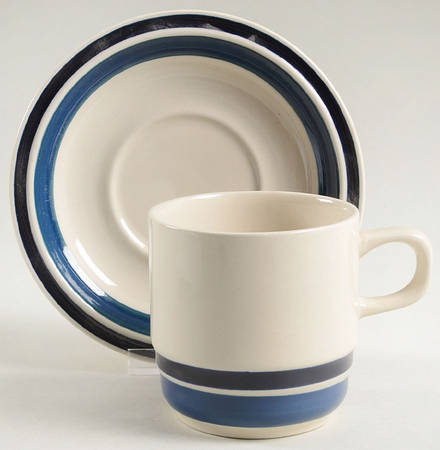 Estate Blue Navy Flat Cup & Saucer Set