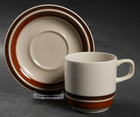Estate Dark and Light Brown Flat Cup & Saucer Set