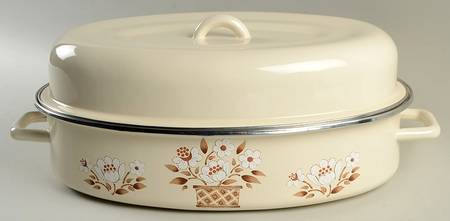 Mayblossom Brown Oval Covered Metal Roaster