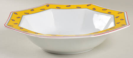 French Paisley Yellow 9" Round Vegetable Bowl