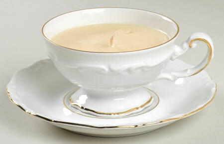 Margaret (Gold Trim) Scented Cup & Saucer Candle-Vanilla  HC