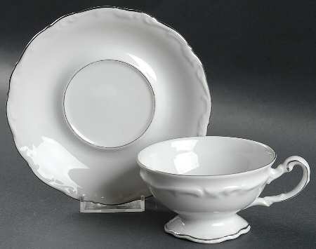 Margaret (Platinum Trim) Footed Cup & Saucer Set