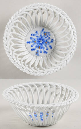 Blue Garden (Wb) 4" Round Open Weave Basket