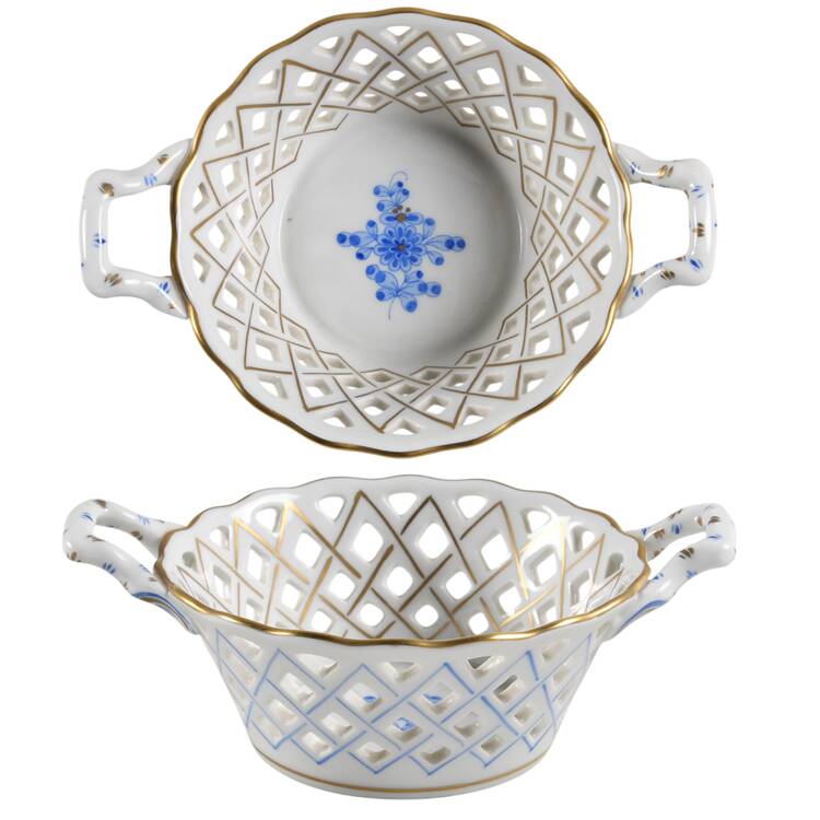 Blue Garden (Wb) Medium Open Weave Basket with Handle