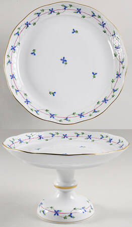 Blue Garland (PBG) Round Compote (Height X Width)