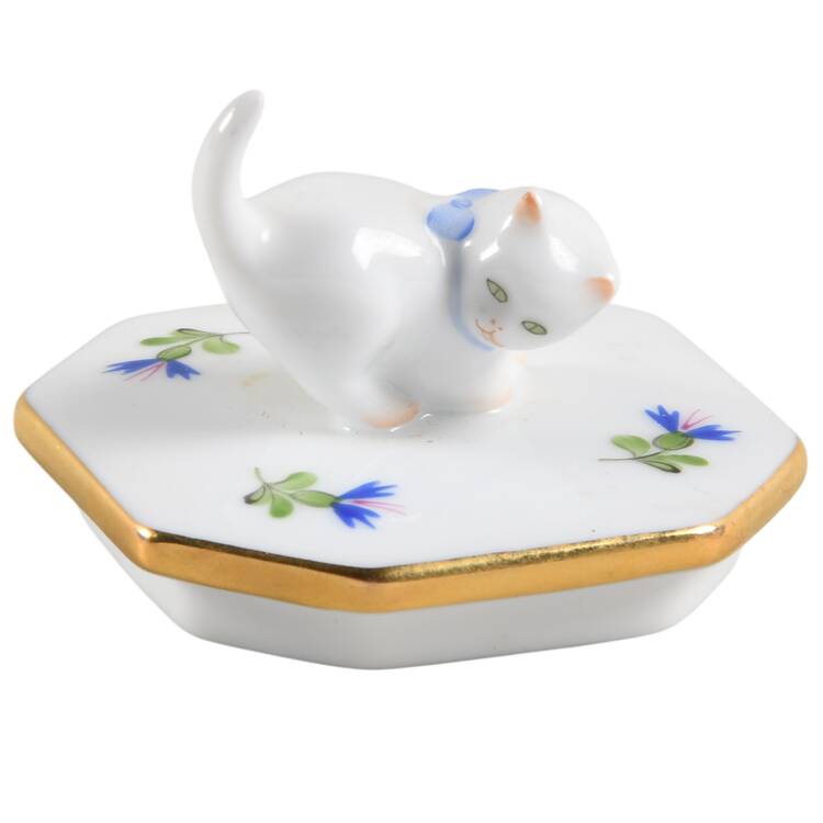 Blue Garland (PBG) Lid for Trinket Box with Cat Lid