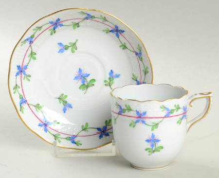 Blue Garland (PBG) Flat Demitasse Cup & Saucer Set