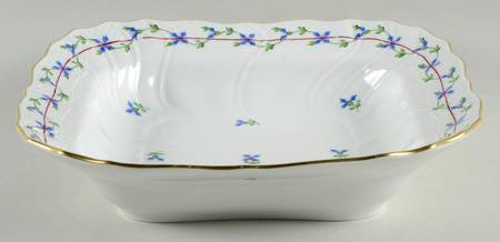 Blue Garland (PBG) Large Square Fruit Bowl by Herend