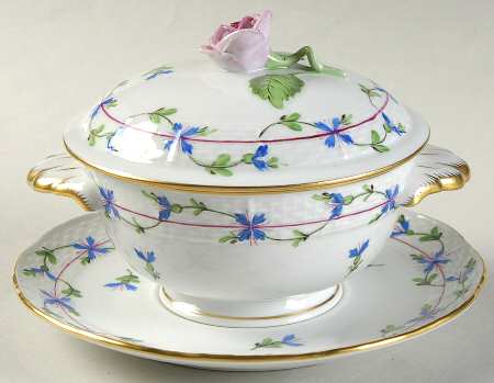 Blue Garland (PBG) Footed Bouillon Cup and Saucer with Lid