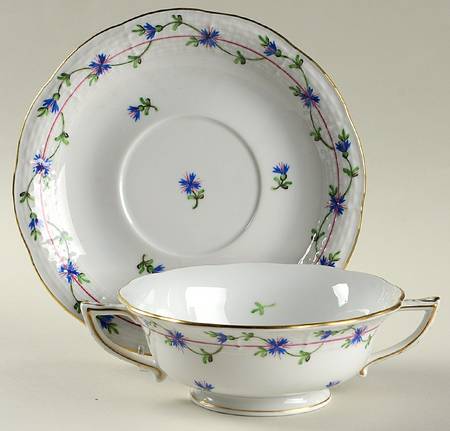 Blue Garland (PBG) Footed Cream Soup Bowl & Saucer Set