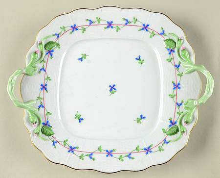 Blue Garland (PBG) Square Handled Cake Plate by Herend