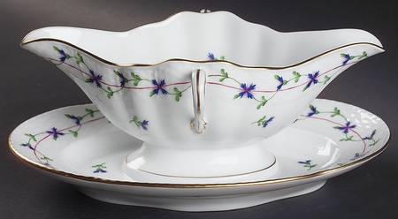 Blue Garland (PBG) Gravy Boat with Attached Underplate