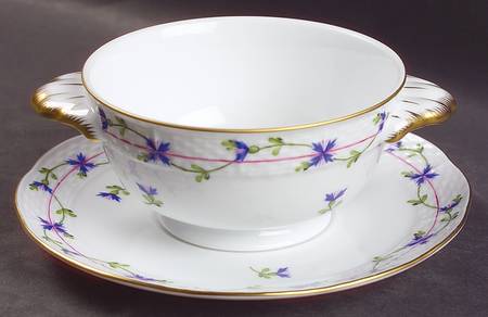 Blue Garland (PBG) Footed Cream Soup Bowl & Saucer Set