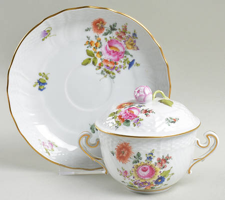 Bouquet of Flowers (BHR) Flat Cream Soup Bowl & Saucer Set with Lid