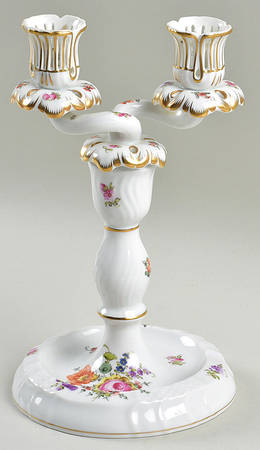Bouquet of Flowers (BHR) 9" Double Light Candlestick W/Wire Hole