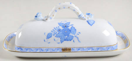 Chinese Bouquet Blue (AB) Rectangular Covered Butter