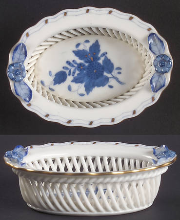 Chinese Bouquet Blue (AB) 3" Oval Open Weave Basket