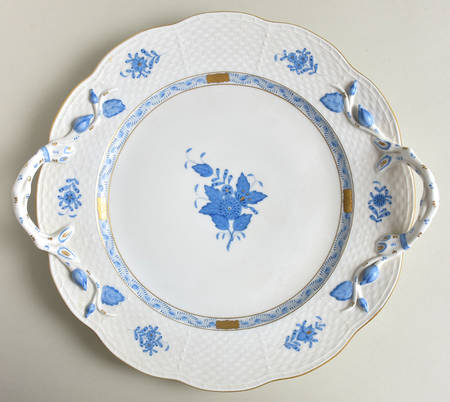 Chinese Bouquet Blue (AB) 11" Handled Chop Plate (Round Platter)