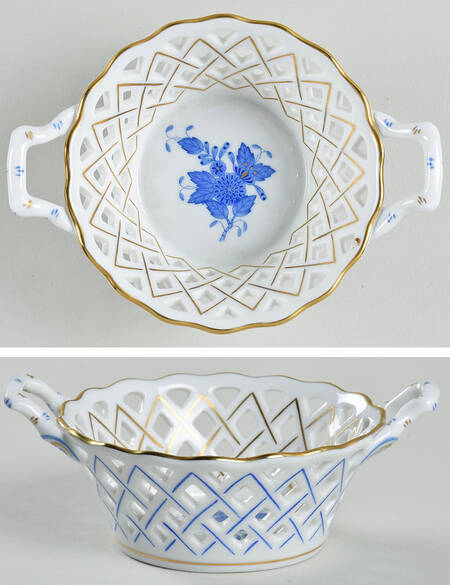 Chinese Bouquet Blue (AB) Medium Basket with Handle