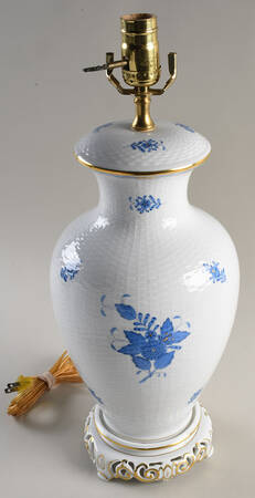 Chinese Bouquet Blue (AB) 19" Electric Lamp No Shade