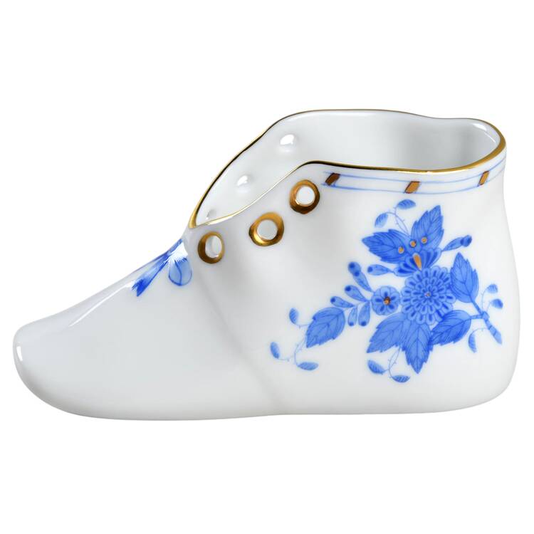 Chinese Bouquet Blue (AB) Baby Shoe