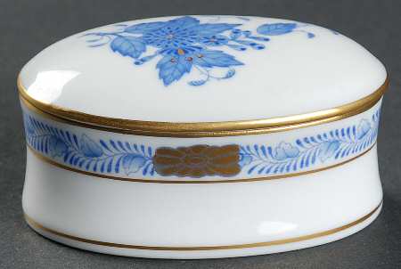 Chinese Bouquet Blue (AB) Mini Oval Box & Lid