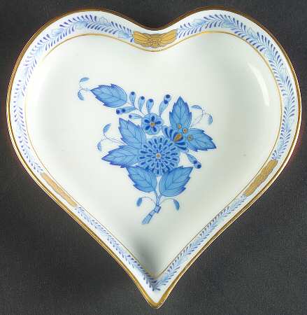 Chinese Bouquet Blue (AB) Heart Shaped Tray