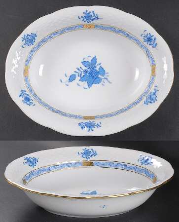 Chinese Bouquet Blue (AB) 10" Oval Vegetable Bowl