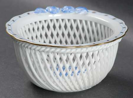 Chinese Bouquet Blue (AB) 4" Small Round Open Weave Basket